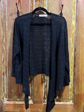 Faded Glory Black Open-Front Lightweight Cardigan